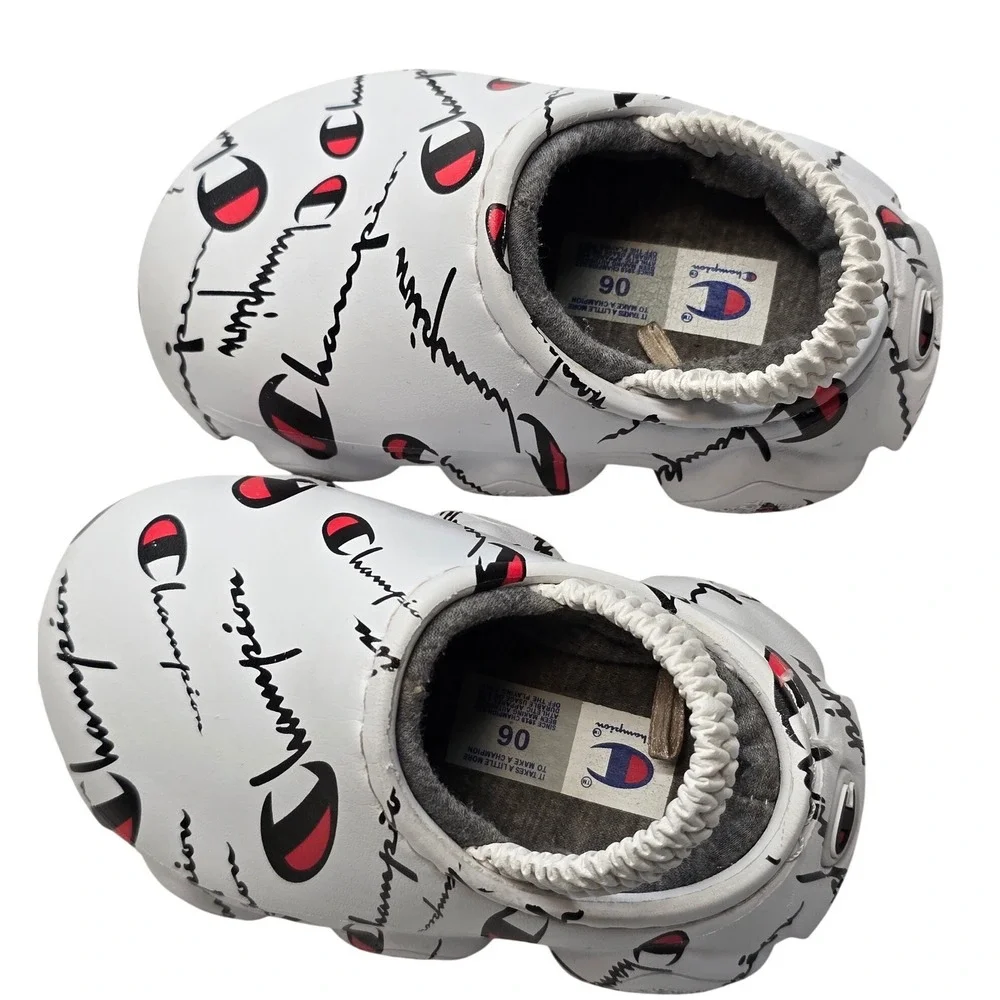 Champion University Super Meloso Script Clog Slippers White Toddler Size 6